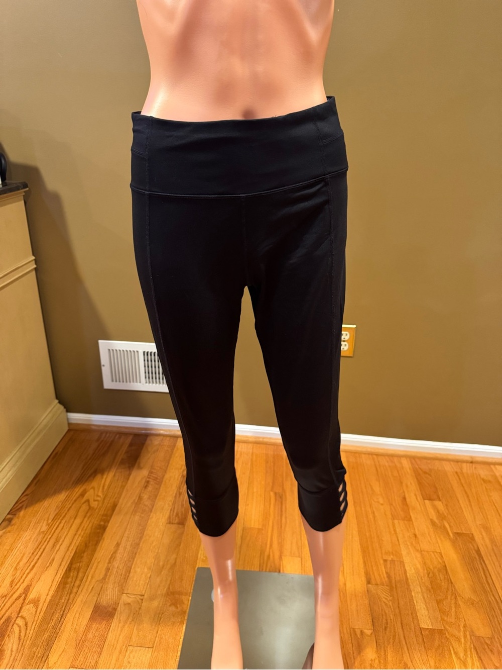 Calvin Klein Black Cropped Athletic  Leggings with Calf Cutouts